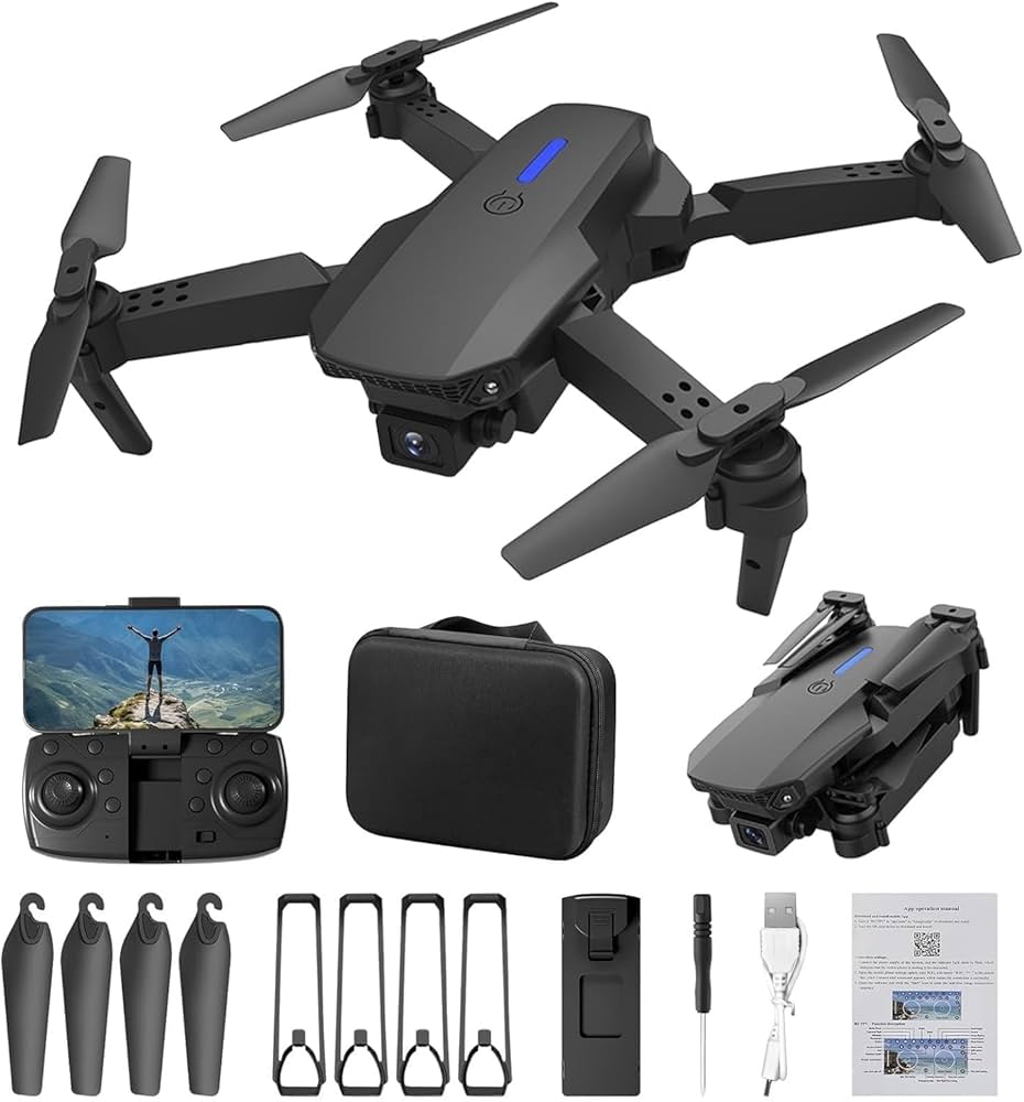 🚁 E88 Drone for Kids– Cheapest Foldable Mini Drone with Dual Camera